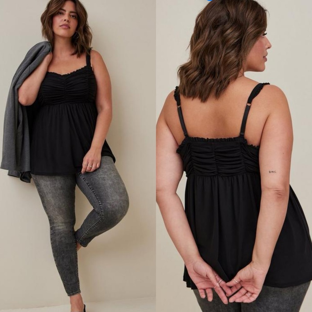Torrid Babydoll Stretch Mesh Shirred Bodice Tank 2x